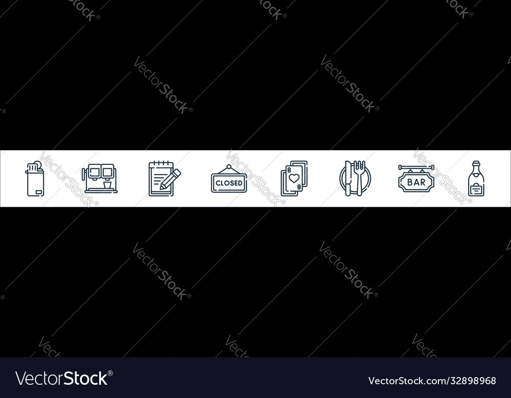 Bar line icons linear set quality vector image Bar line icons linear set quality