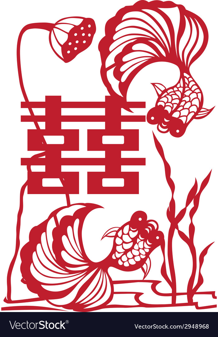 Chinesischer Papierschnitt - Doppelglück
