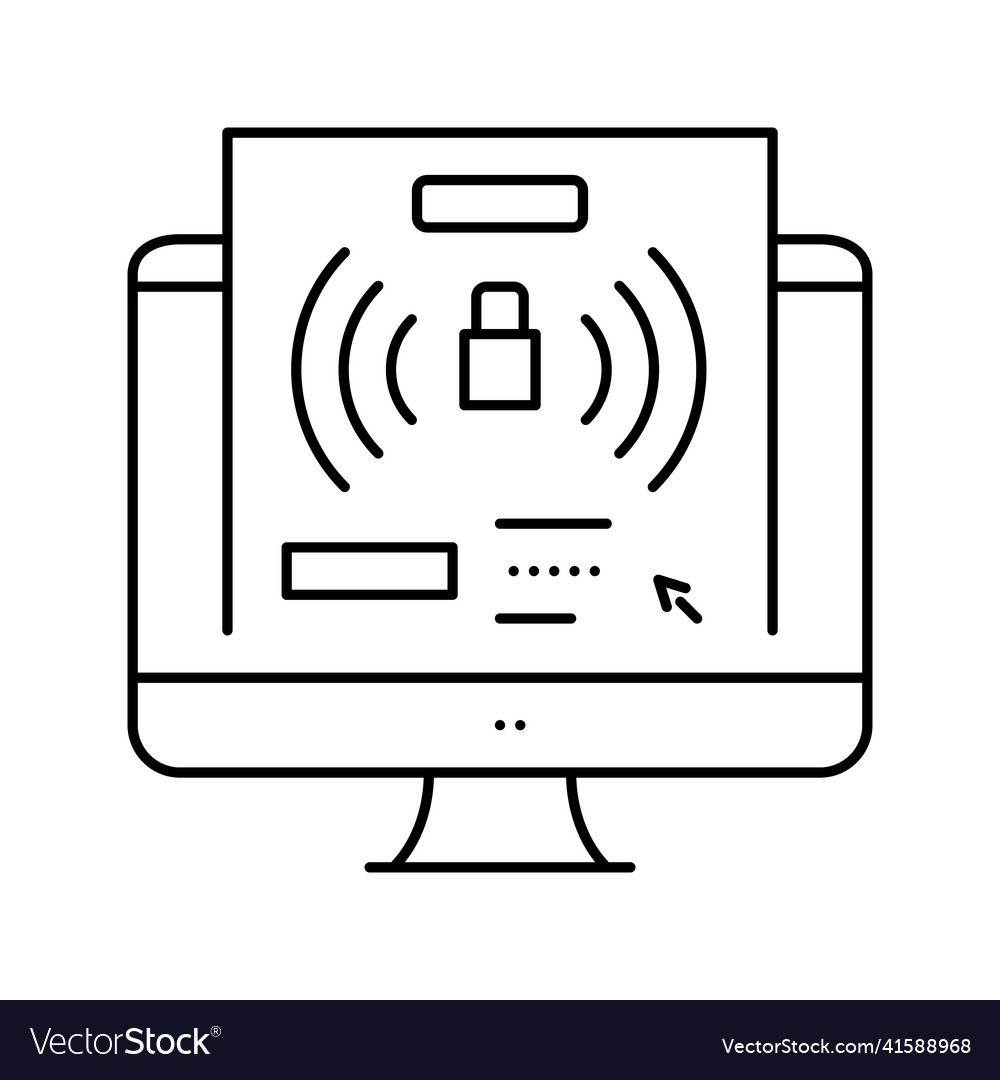 Computer password hacking line icon