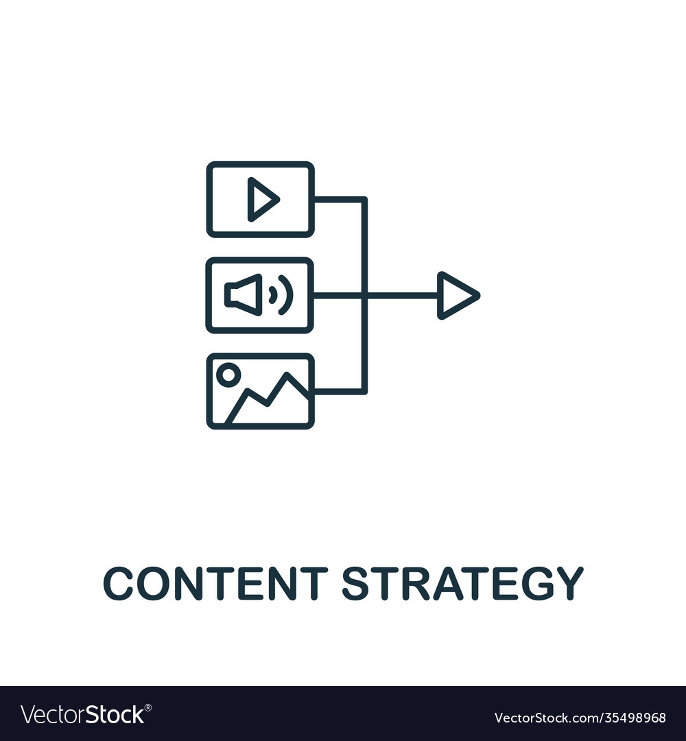 Content Strategie Umriss Icon Dünne Linie Konzept