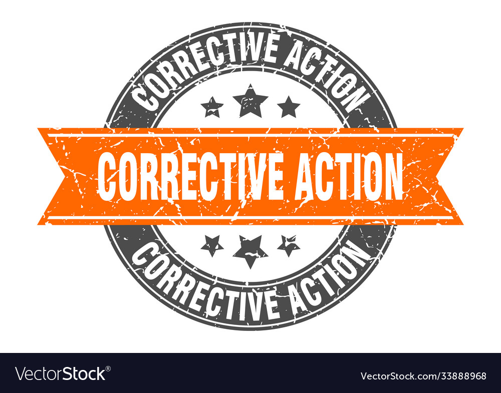 Corrective action round stamp with ribbon label