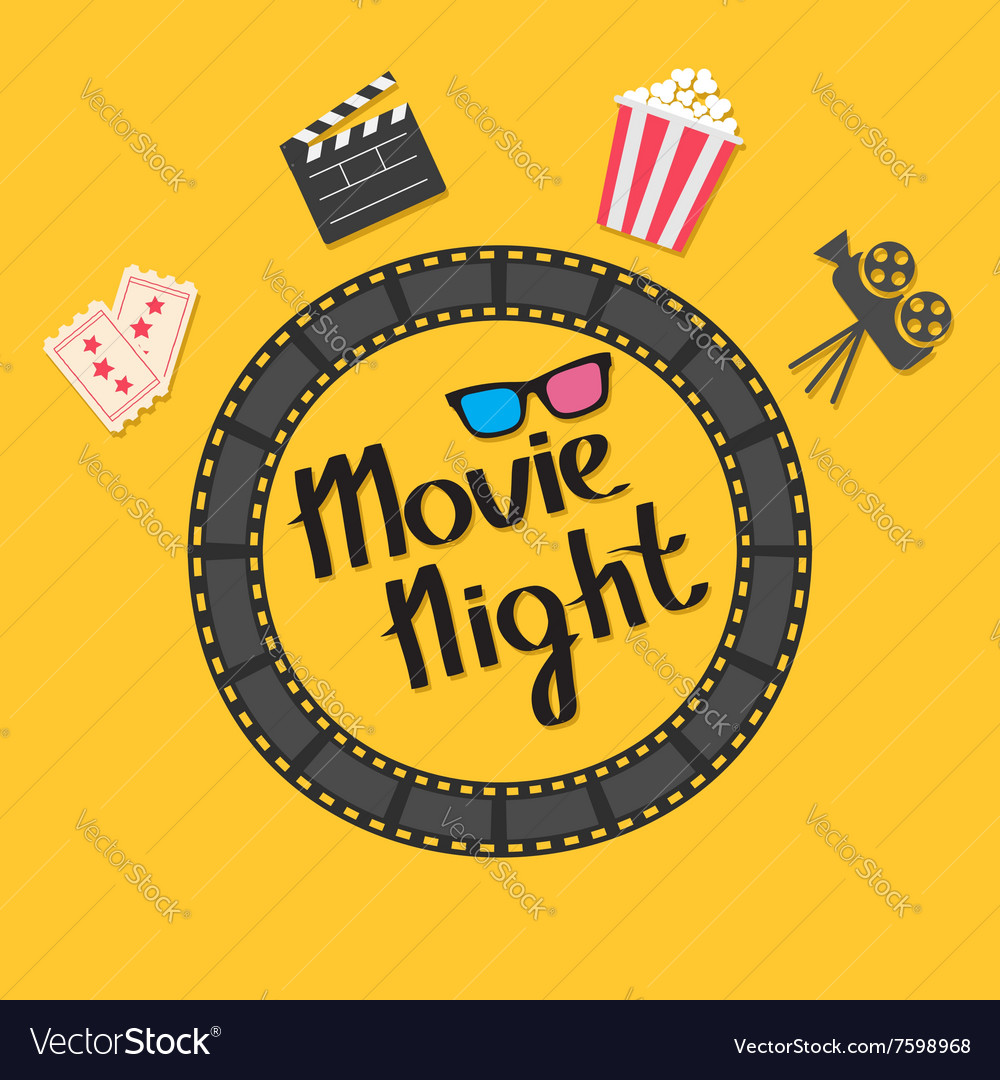 Film strip round circle frame 3d glasses popcorn