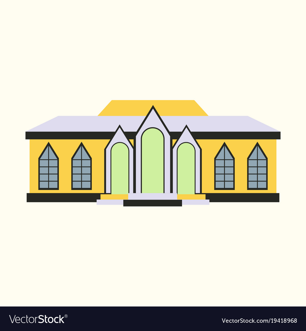 Flat design of retro city house old building