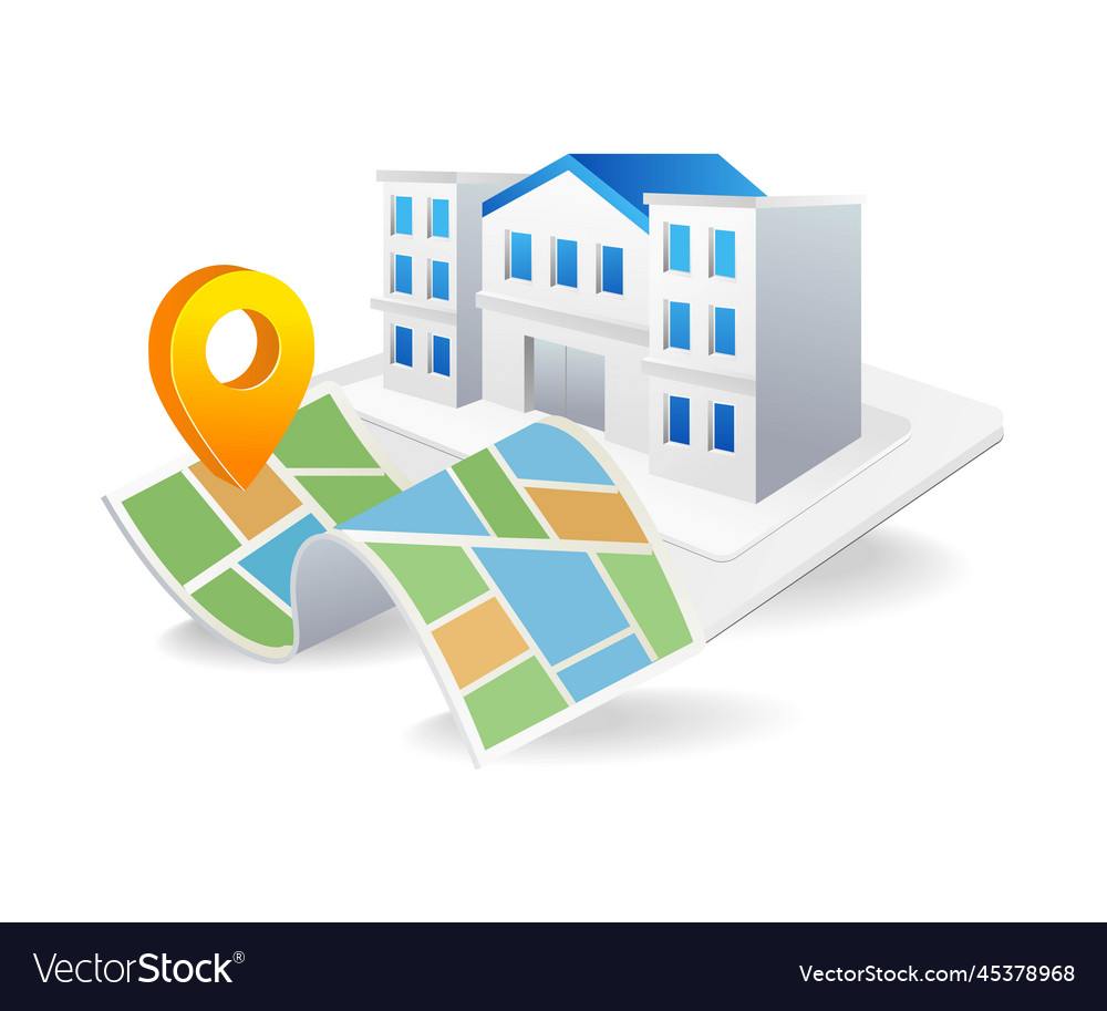 Flat isometric 3d concept of the location