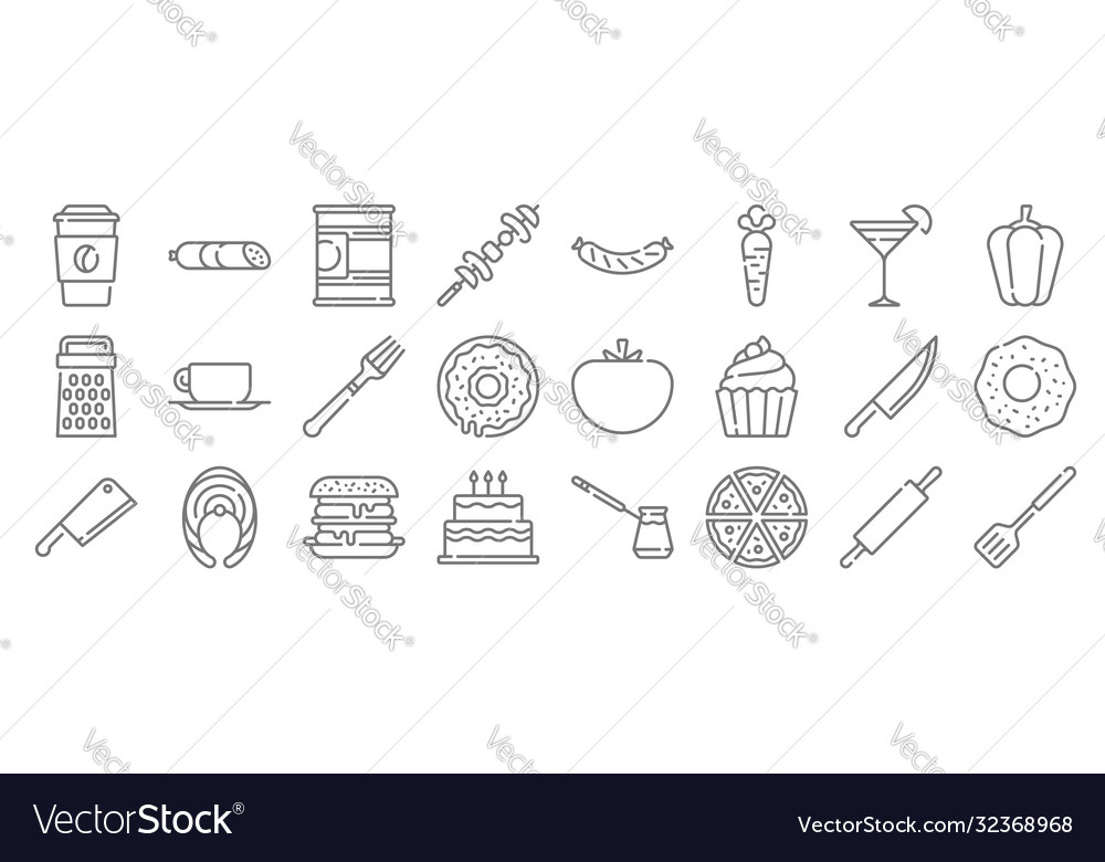Gastronomy line icons linear set quality