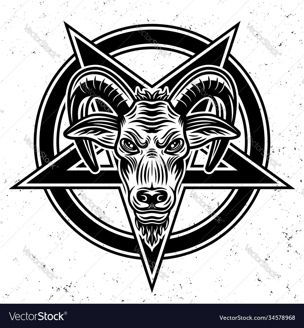 Goat head and pentagram star Royalty Free Vector Image