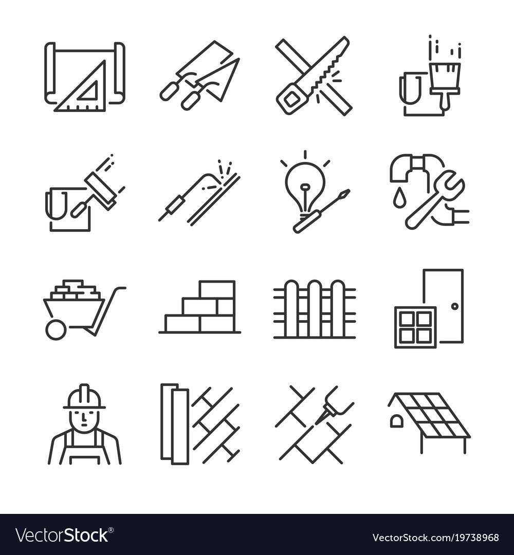 Home renovation icon set Royalty Free Vector Image