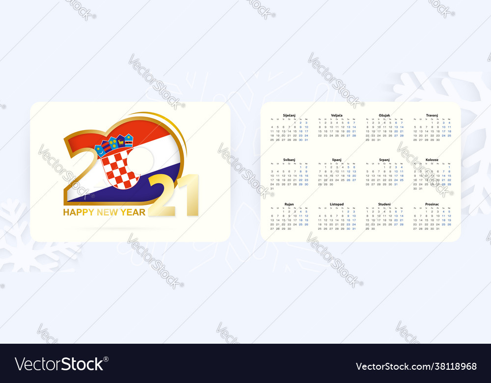 Horizontal pocket calendar 2021 in croatian