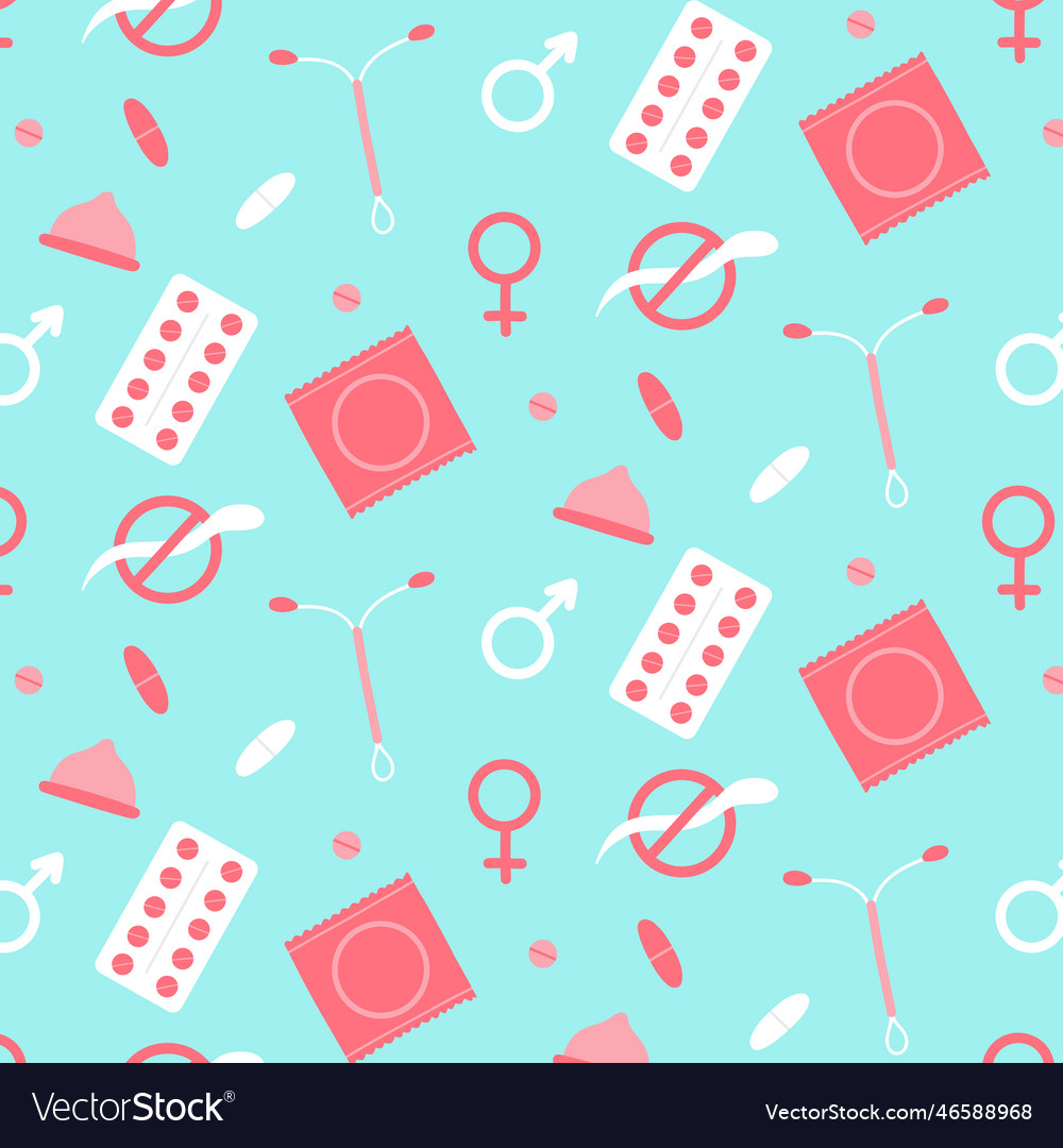 Seamless pattern with contraceptives vector image Seamless pattern with contraceptives