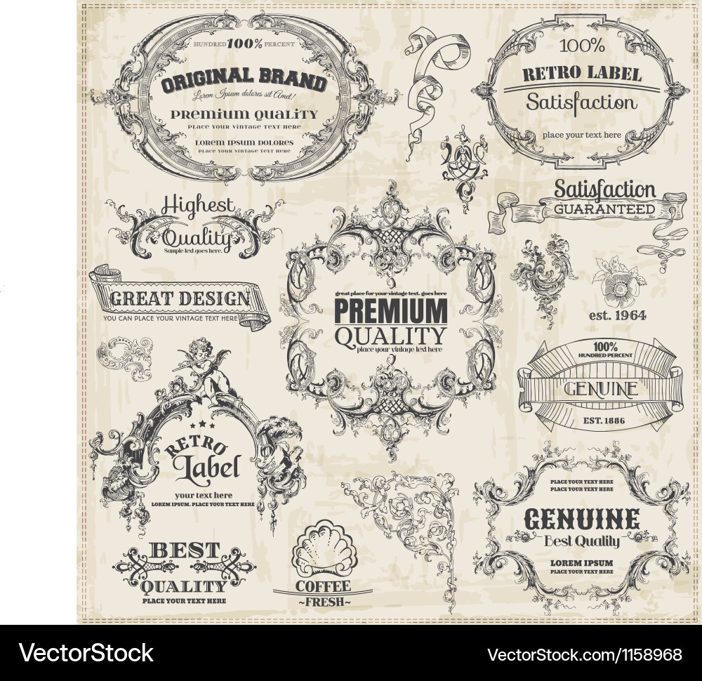 Set calligraphic design elements Royalty Free Vector Image