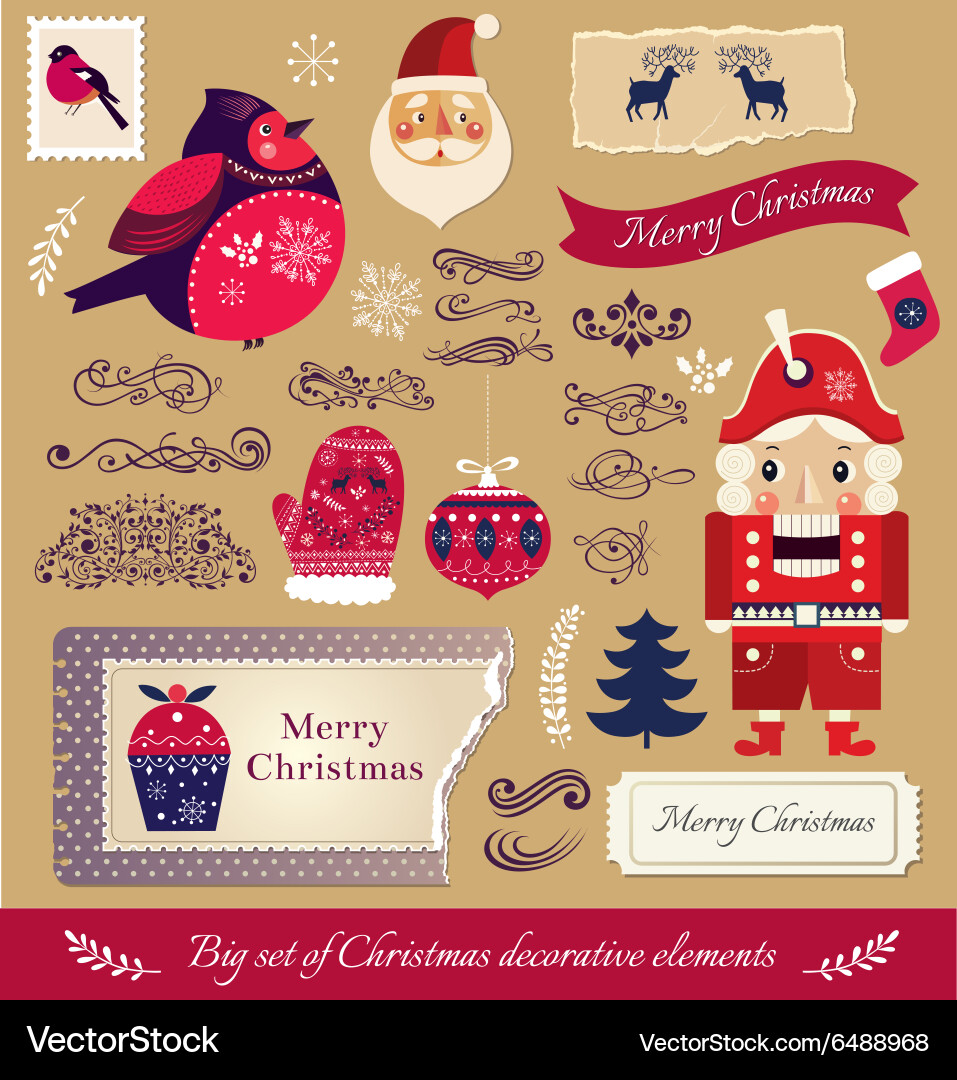 Set christmas elements Royalty Free Vector Image