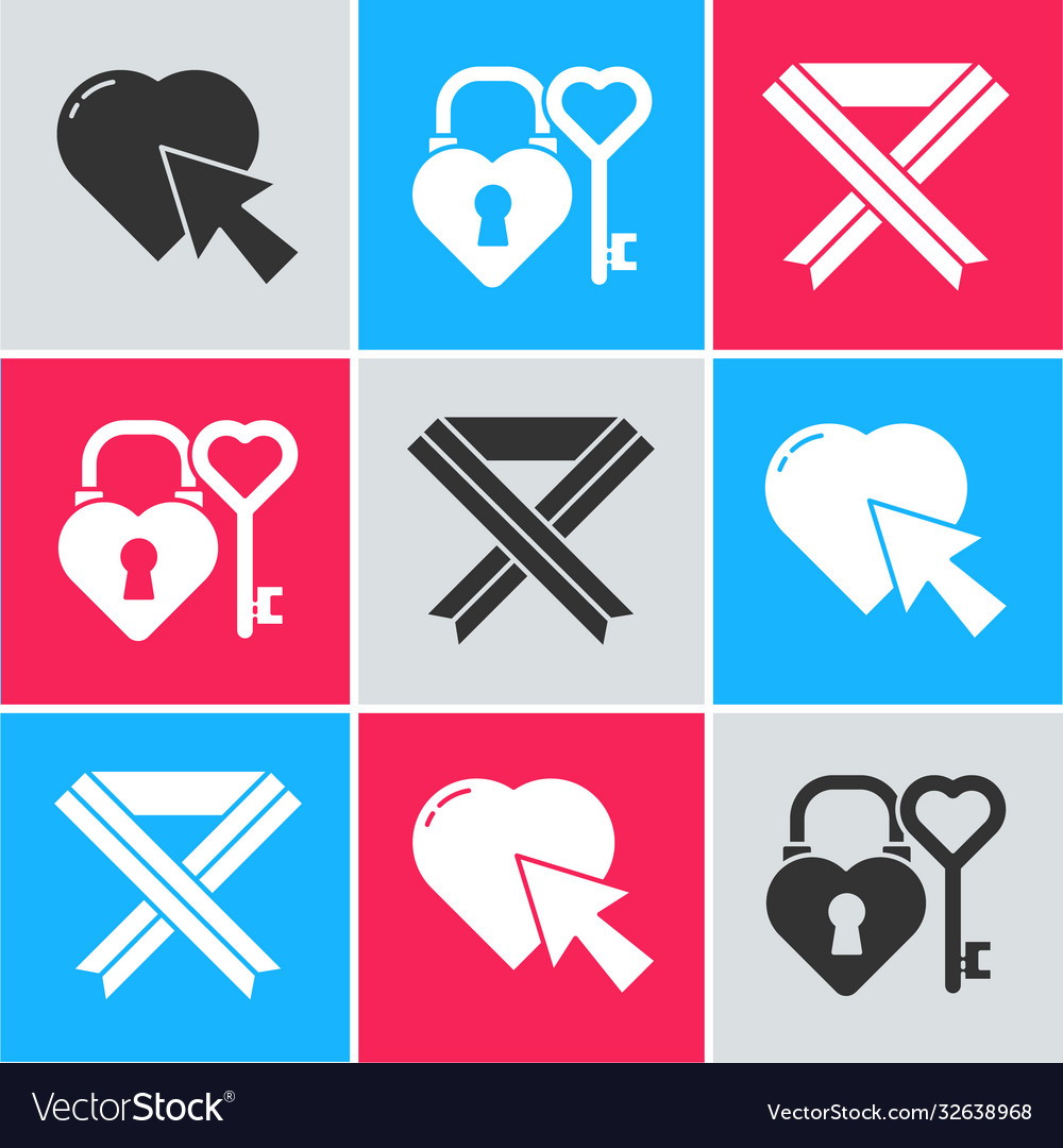 Set heart and cursor click castle key Vector Image Set heart and cursor click castle key
