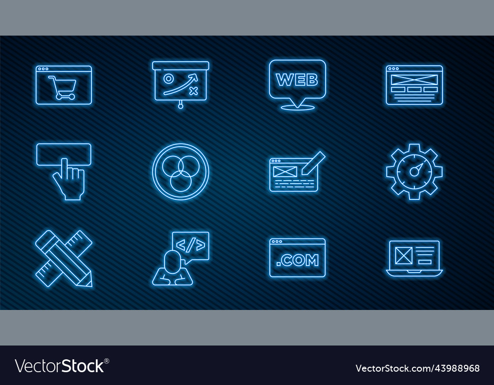 Set line ui or ux design website statistic vector image Set line ui or ux design website statistic