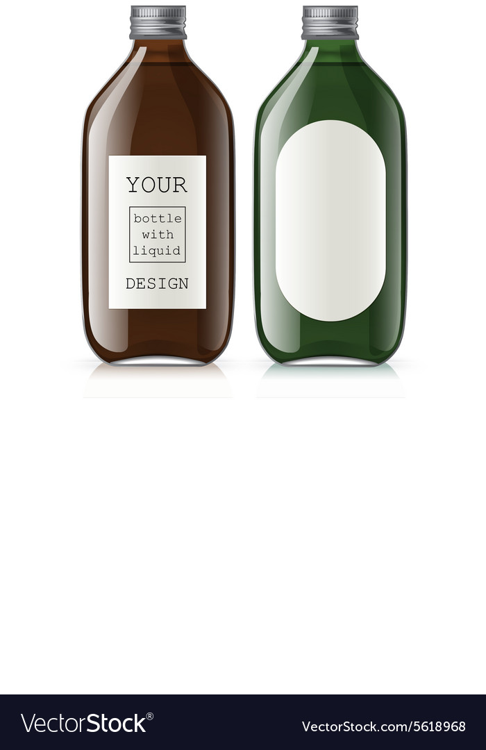 Set of different empty glass bottles