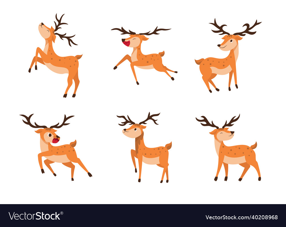 Set style of deer on a transparent background Vector Image