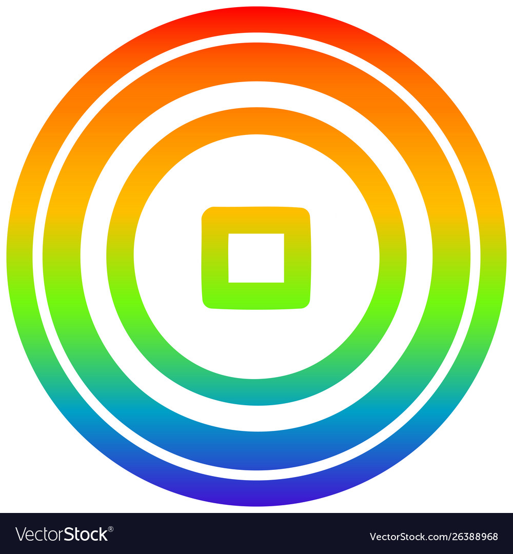 Stop button circular in rainbow spectrum