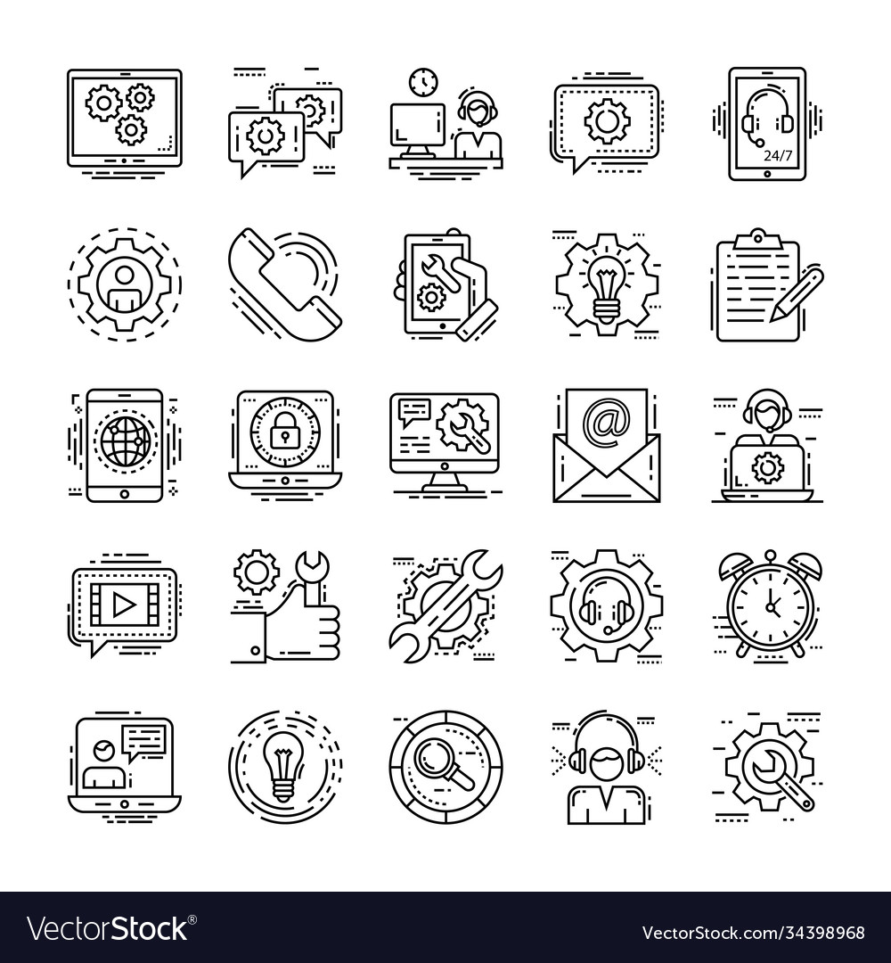 Technical support icons set