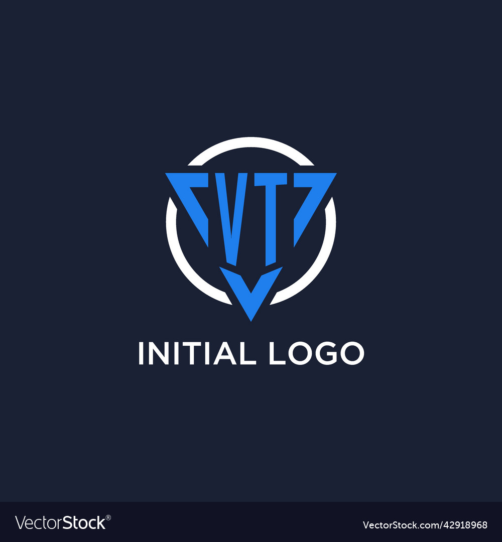Vt monogram logo with triangle shape and circle