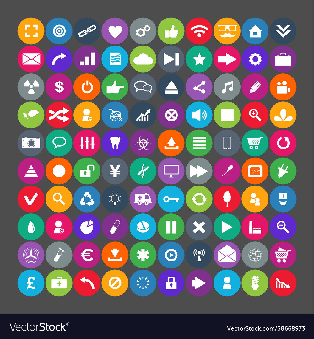 100 universal icons simplus series each icon Vector Image