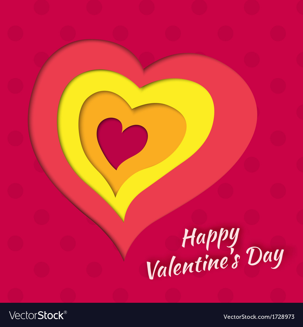 Background on valentines day with layered heart Vector Image