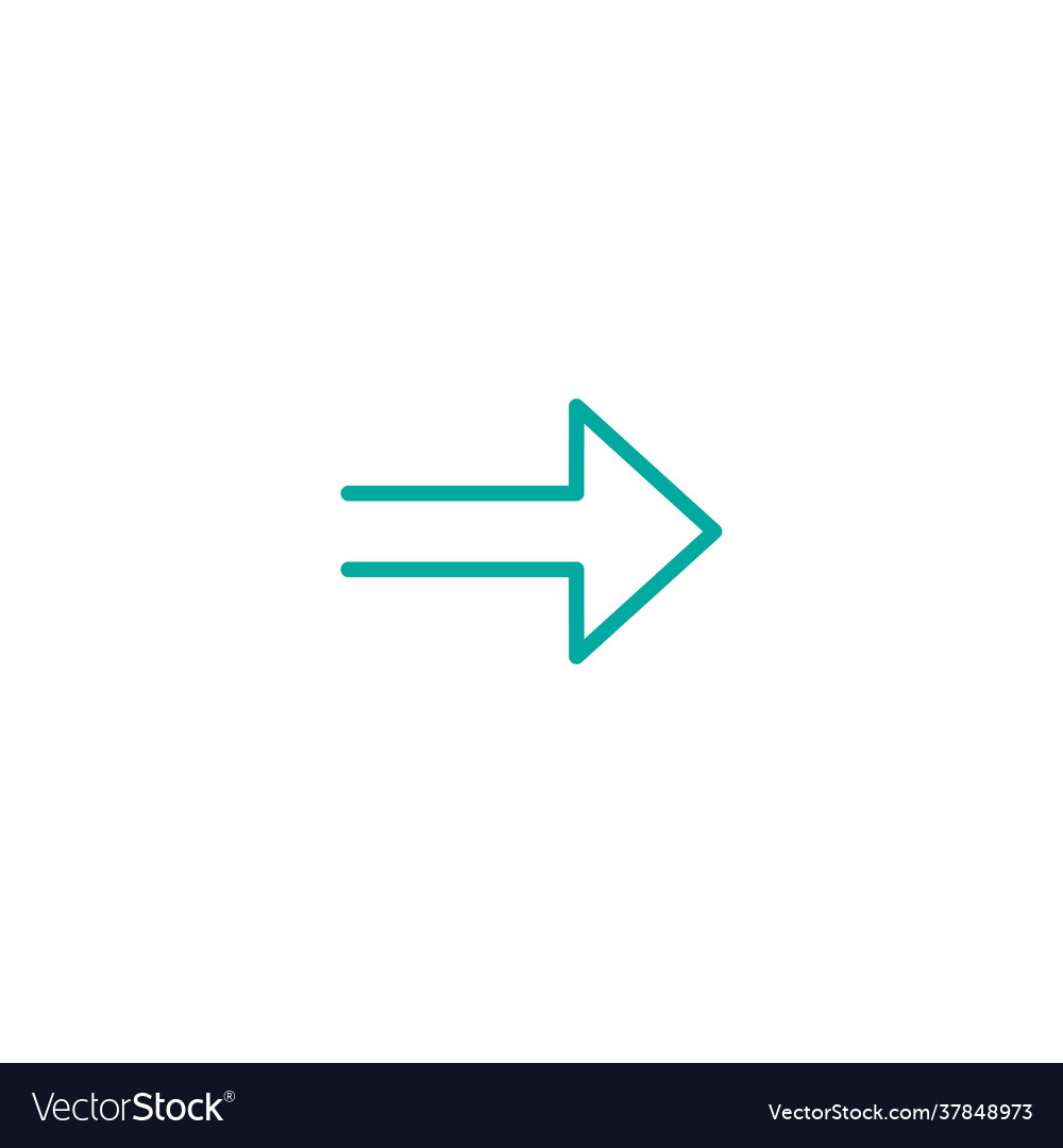 Blue right sharp arrow line icon isolated vector image Blue right sharp arrow line icon isolated