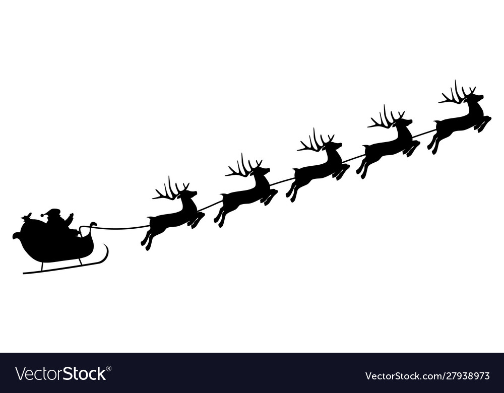 Christmas reindeers are carrying santa claus Vector Image