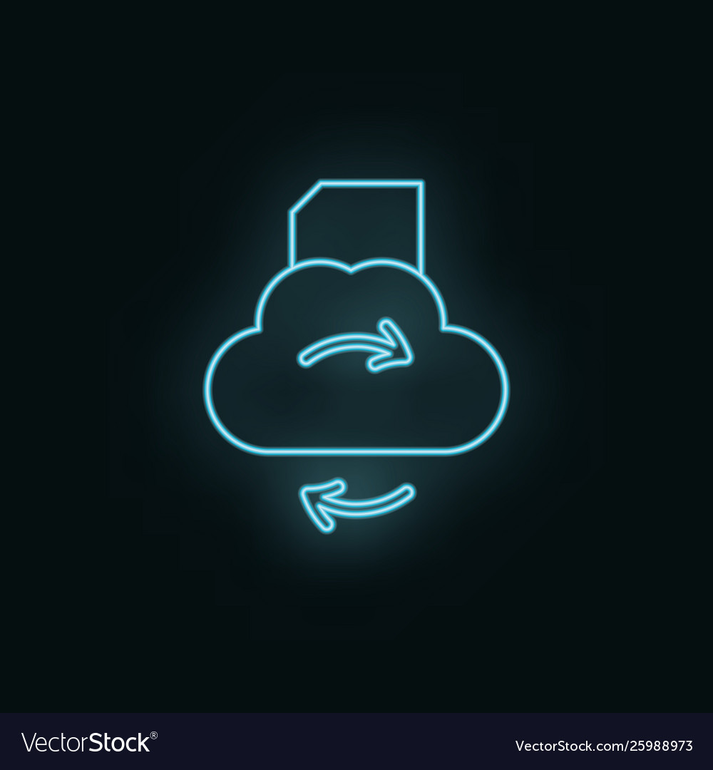 Cloud folder sync neon icon web development vector image Cloud folder sync neon icon web development