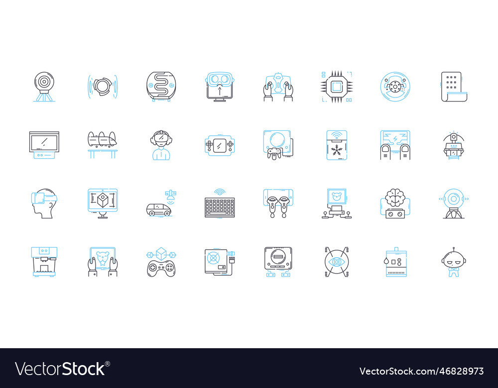 Data computing linear icons set analytics vector image Data computing linear icons set analytics
