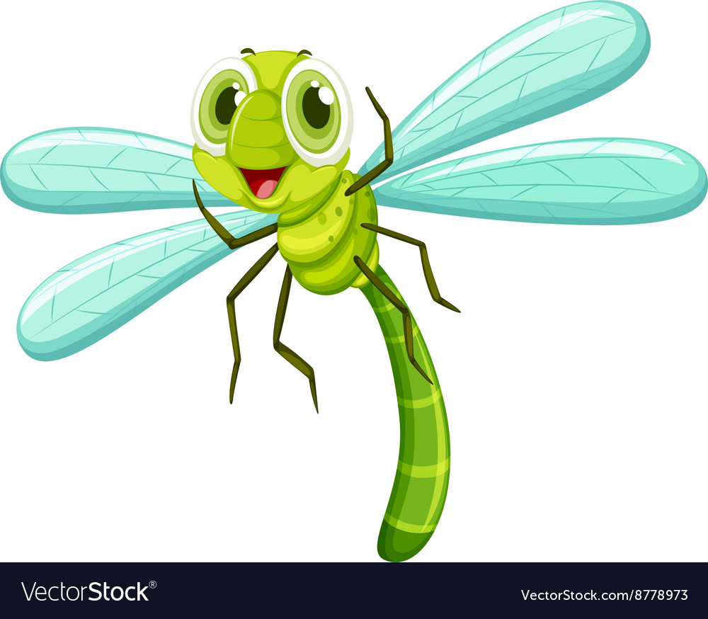 Dragonfly with happy face Royalty Free Vector Image