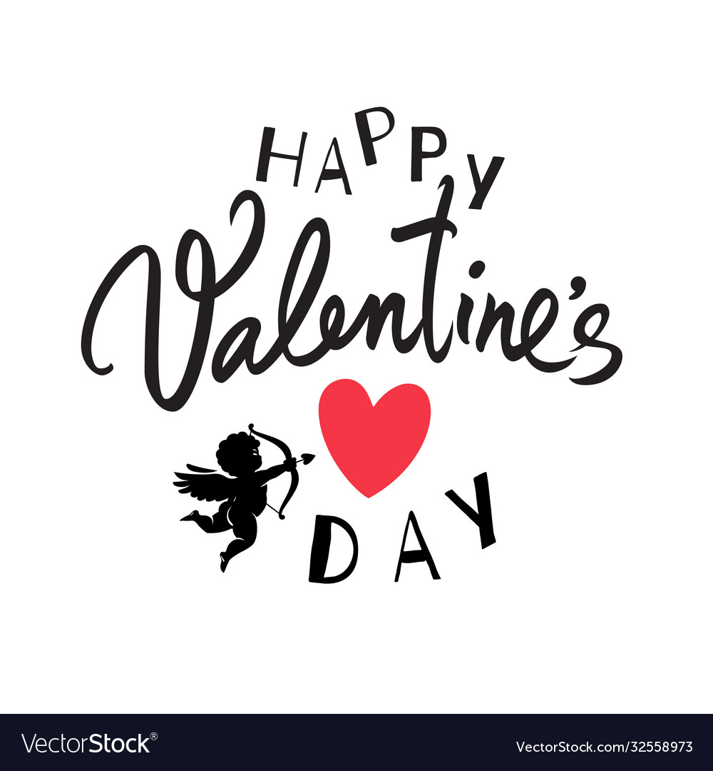 Happy valentines day handwritten lettering black Vector Image