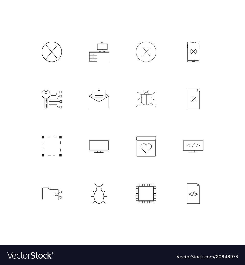 Internet technologies linear thin icons set