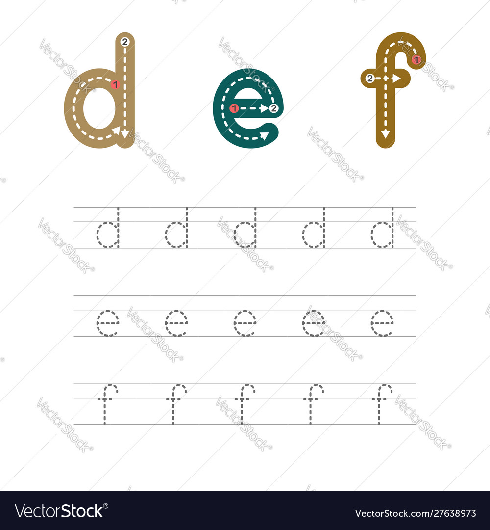 Learn to write letters def small vector image Learn to write letters def small