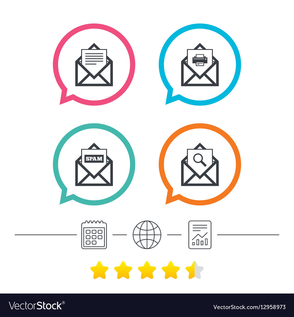 Mail envelope icons message document symbols