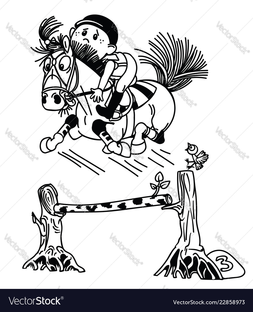 Pony jump over obstacle Royalty Free Vector Image