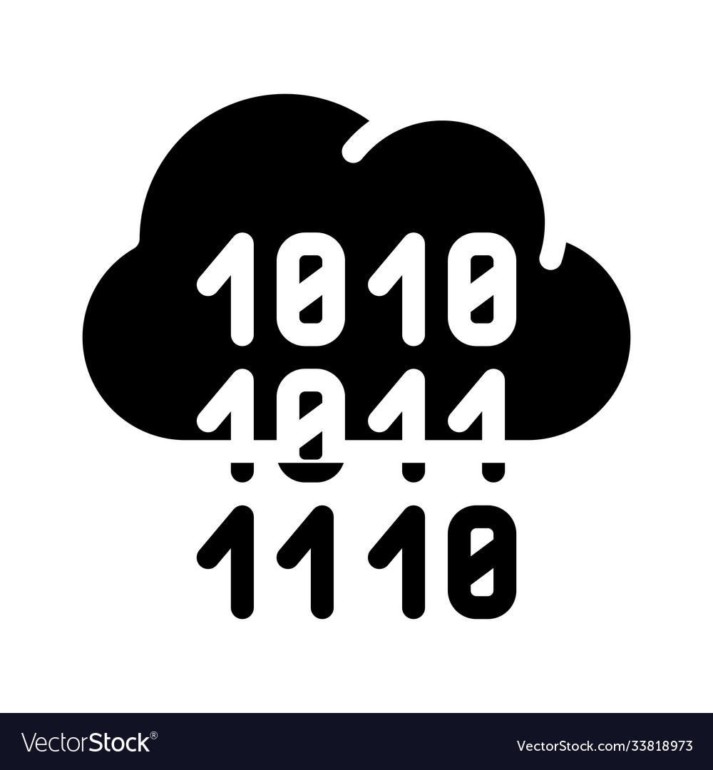 Programming binary code cloud storage glyph icon