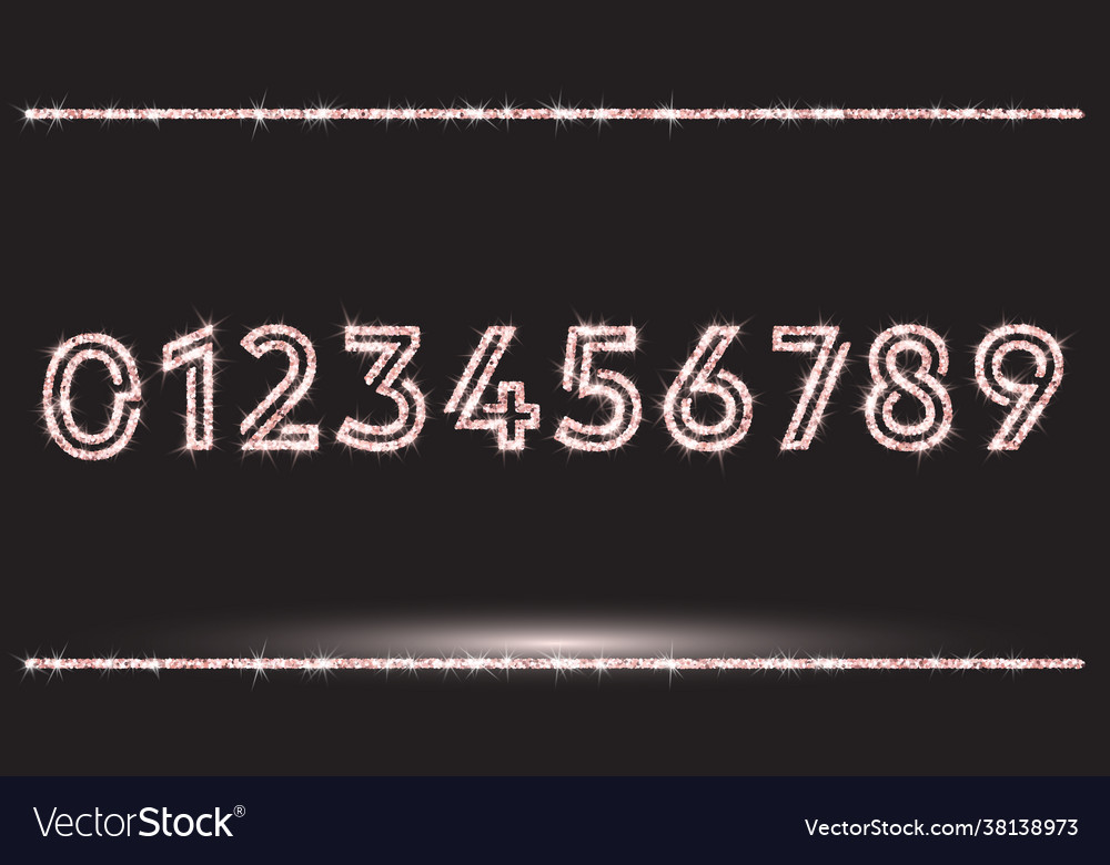 Realistic shining rose gold glitter numbers 1 2 3 Vector Image