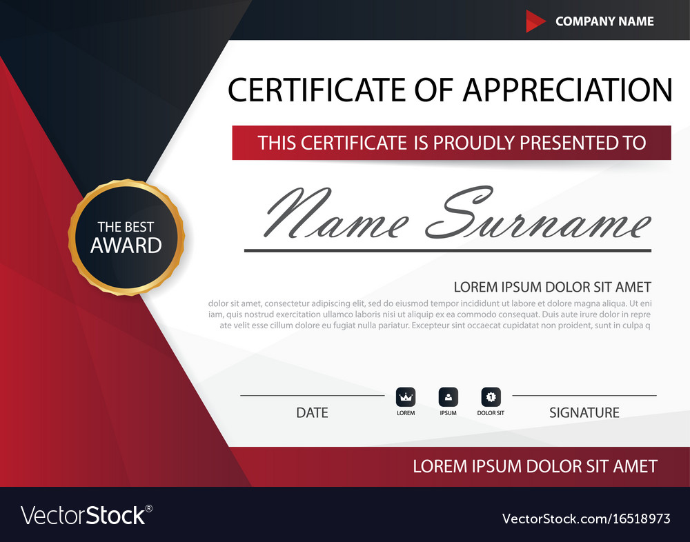 Red black elegance horizontal certificate Vector Image