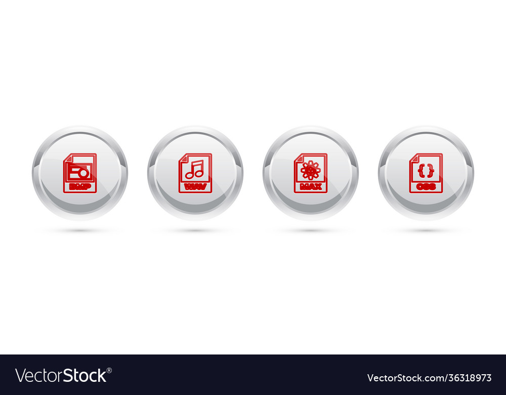Set line bmp file document wav max and css vector image Set line bmp file document wav max and css
