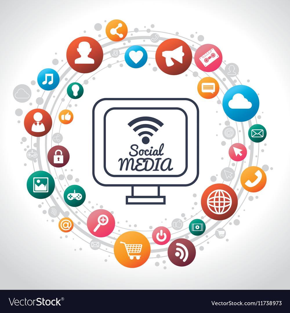 Social media pc sharing social media Royalty Free Vector