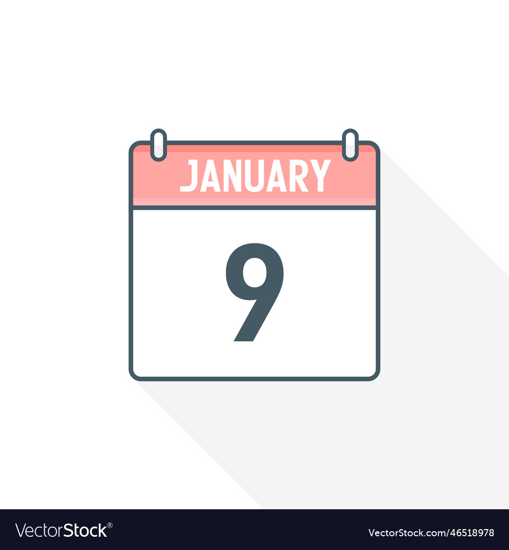 9th january calendar icon january 9 calendar date Vector Image