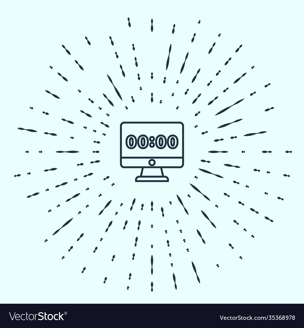 Black line clock on computer monitor screen icon Vector Image Black line clock on computer monitor screen icon
