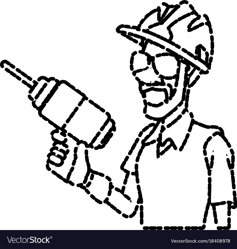 Cartoon worker with tool