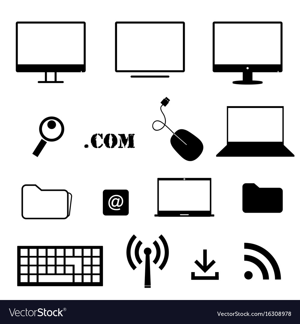 Computer icon technology set in black color