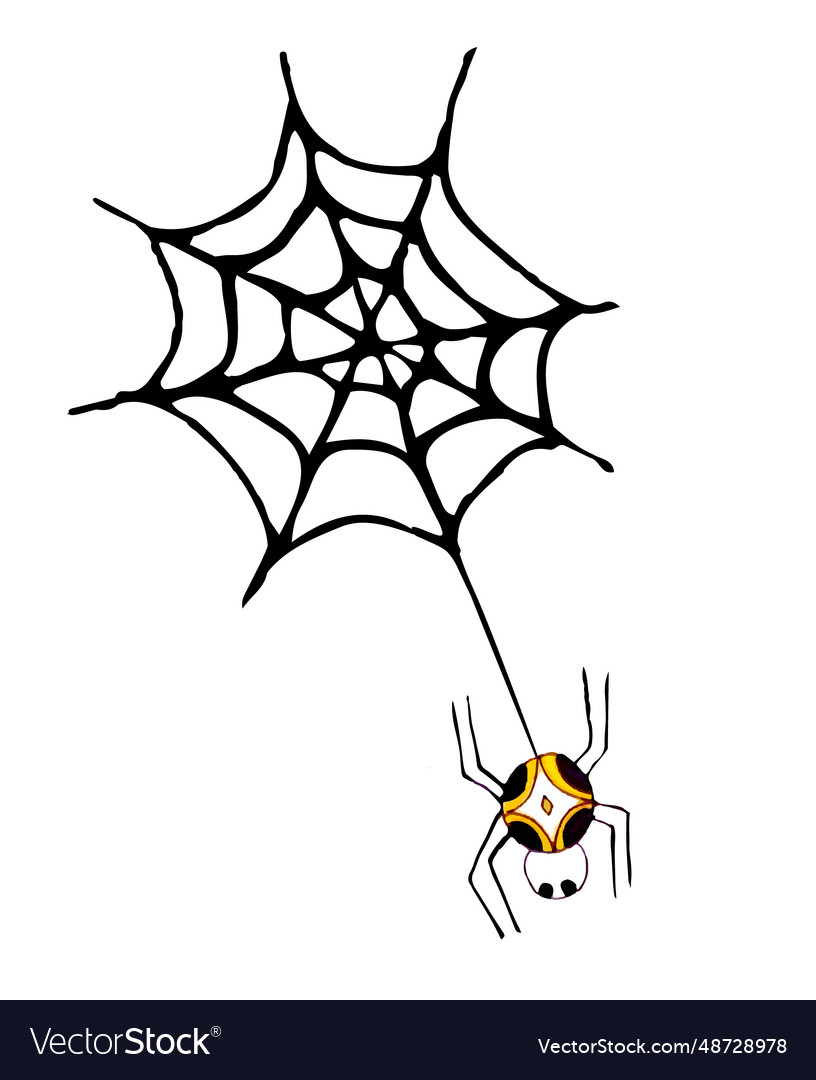 Doodle cobweb spider web with icon vector image Doodle cobweb spider web with icon