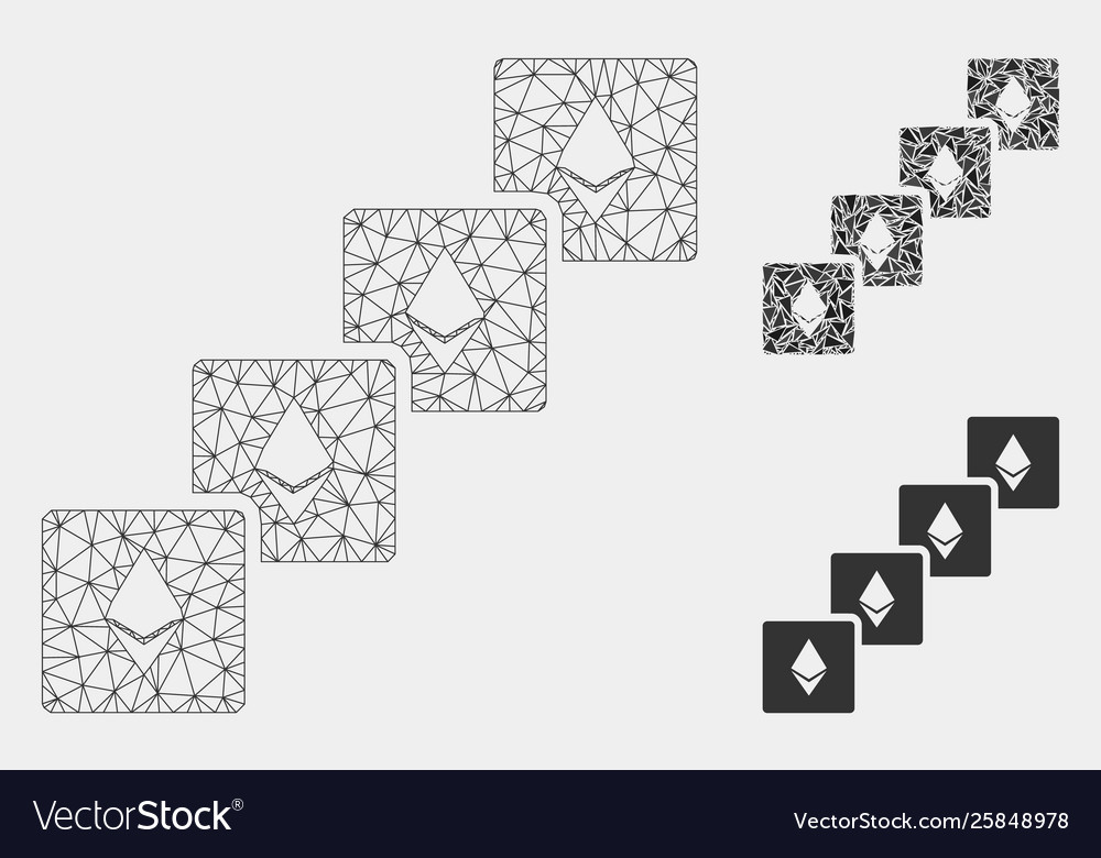 Ethereum blockchain mesh carcass model vector image Ethereum blockchain mesh carcass model