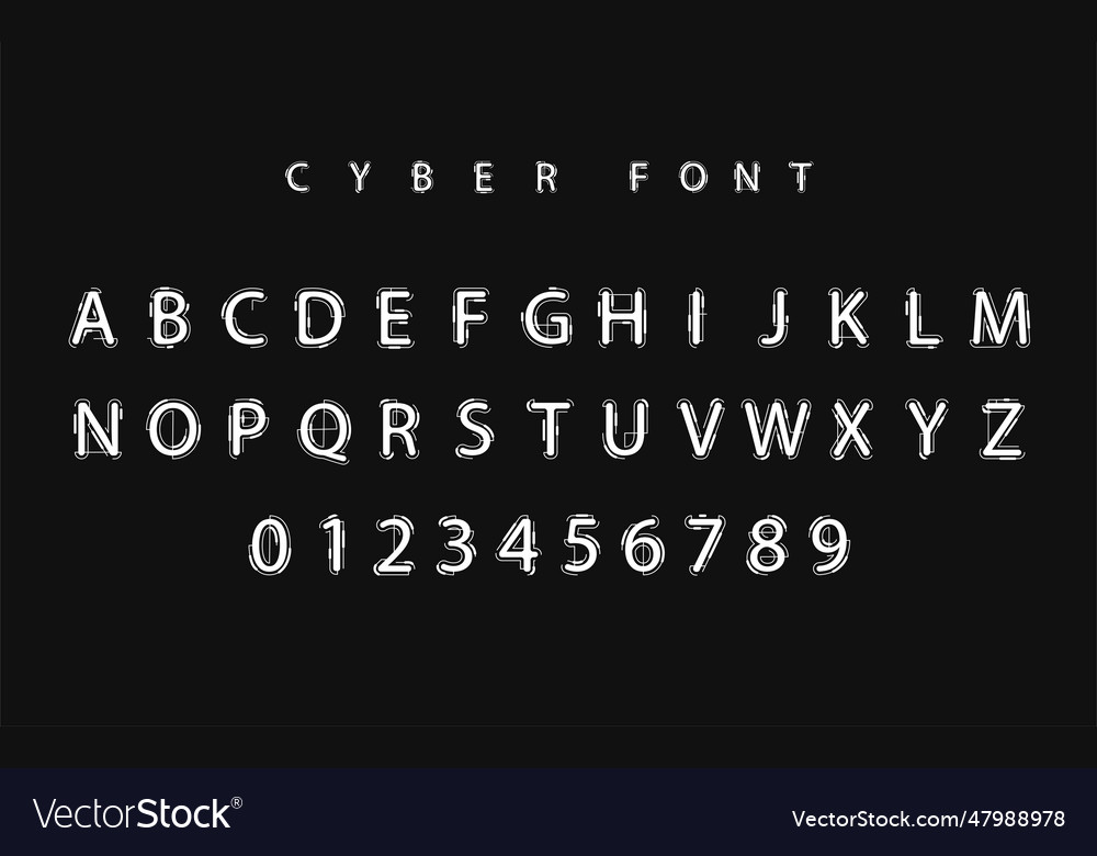 Futuristic font design letters and numbers