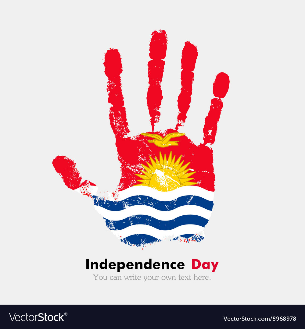 Handprint with the flag of kiribati in grunge