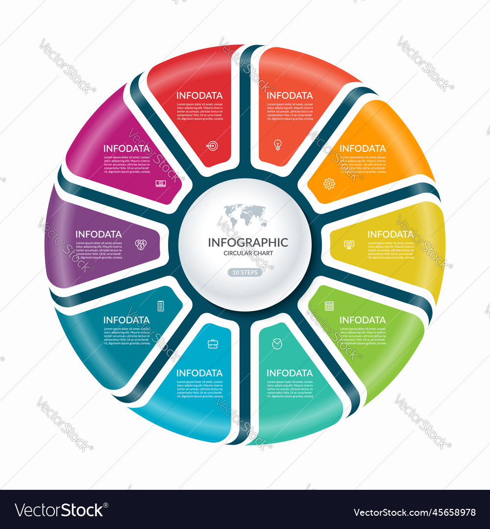 Infographic circle with 10 steps cycle diagram Vector Image