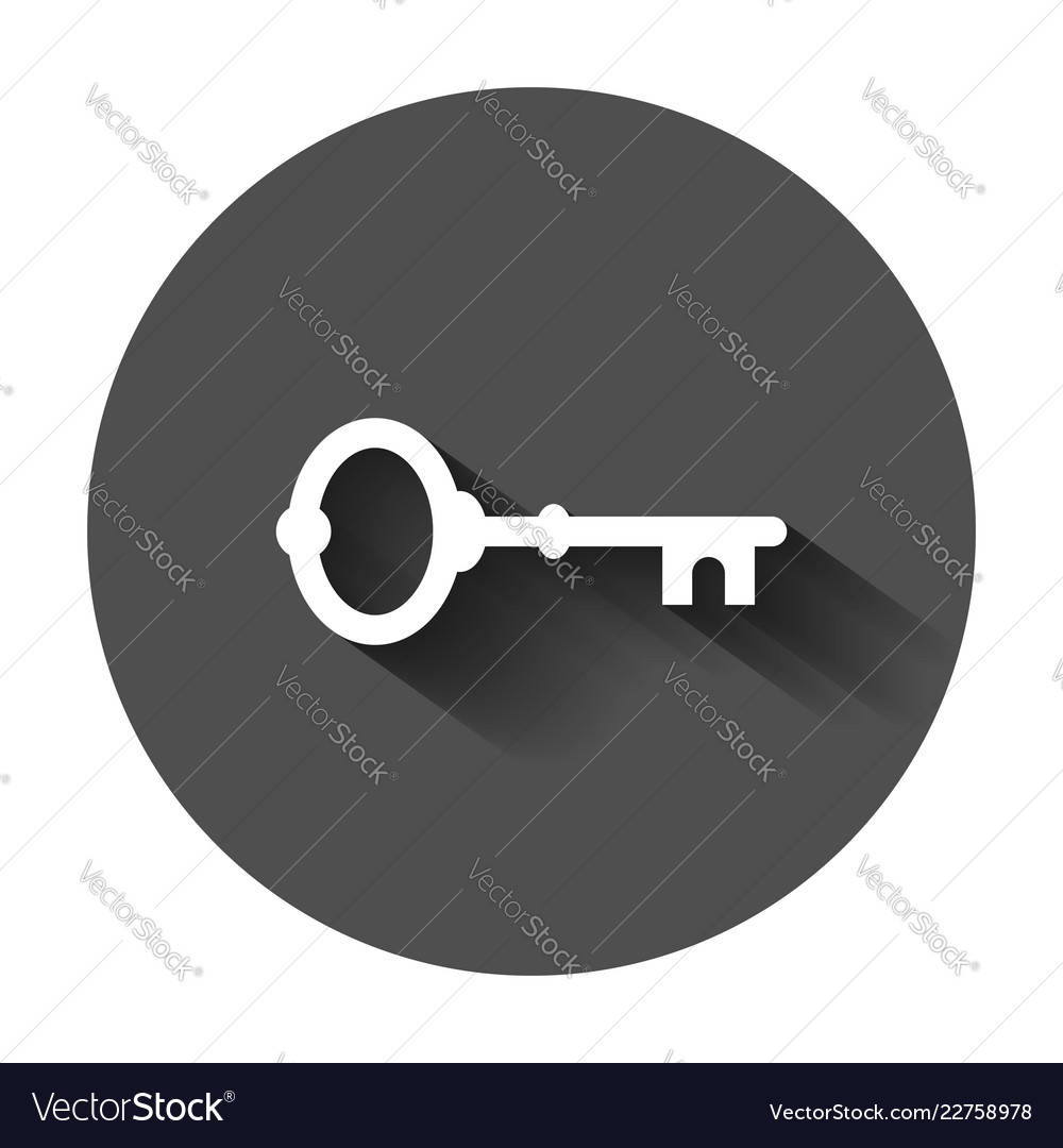 Key icon in flat style access login with long vector image Key icon in flat style access login with long