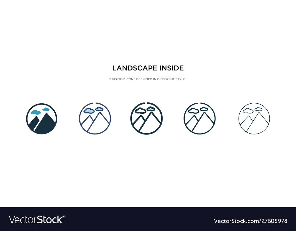 Landscape inside frame icon in different style